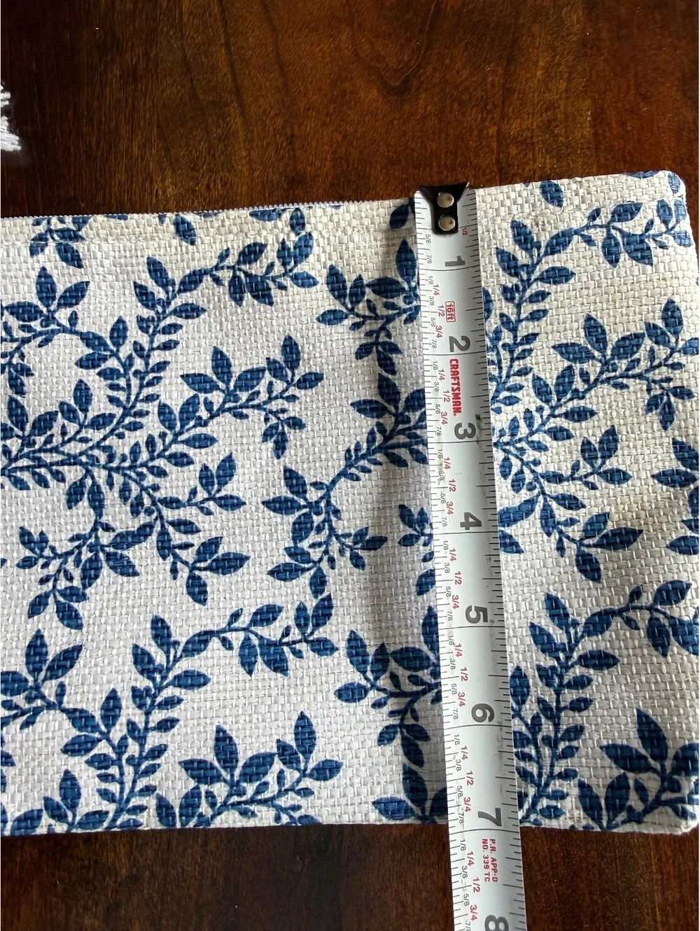 Shiraleah Chicago Bride Cosmetic Bag with Blue Leaf Print and Tassel